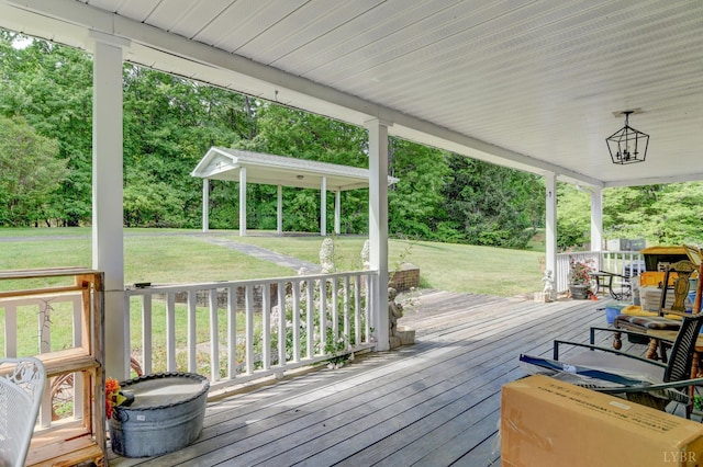 2770 W Lynchburg Salem Tpke, Bedford, VA 24523 - wooden porch featuring a lawn and view of scattered trees