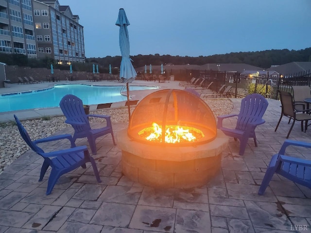 4 Gof View Ct, Huddleston, VA 24104 - community pool with a fire pit, fence, and a patio area
