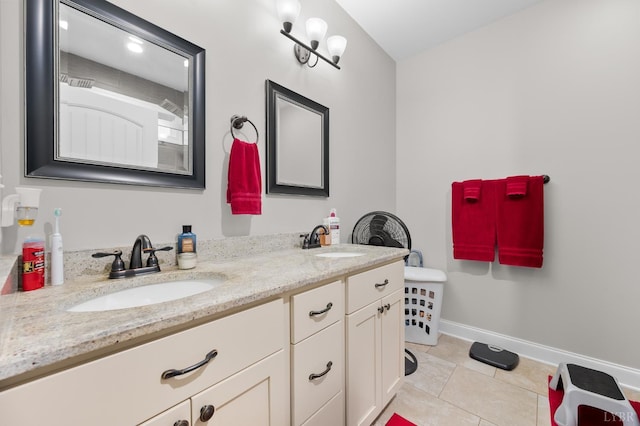 314 Cooper Way, Evington, VA 24550 - bathroom with tile patterned flooring, double vanity, and baseboards