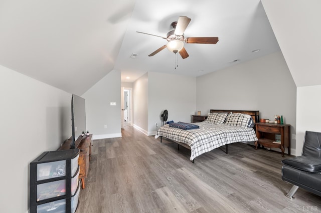 314 Cooper Way, Evington, VA 24550 - bedroom featuring lofted ceiling, wood finished floors, a ceiling fan, and baseboards