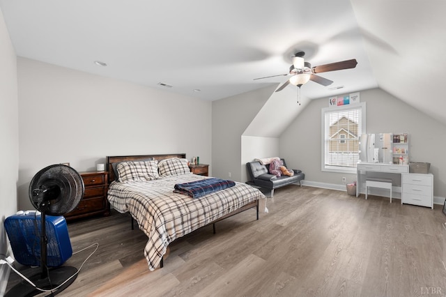 314 Cooper Way, Evington, VA 24550 - bedroom with wood finished floors, lofted ceiling, a ceiling fan, and baseboards