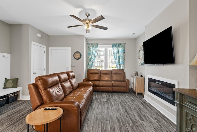 19 Cuddington Ln, Lynchburg, VA 24501 - living room featuring wood finished floors, a ceiling fan, and baseboards