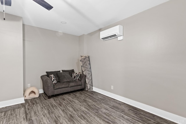 19 Cuddington Ln, Lynchburg, VA 24501 - sitting room with ceiling fan, a wall mounted AC, wood finished floors, and baseboards