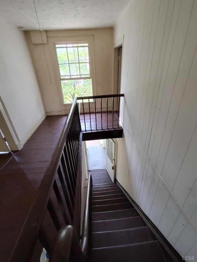 1503 Jackson St, Lynchburg, VA 24504 - stairway featuring wood walls and baseboards