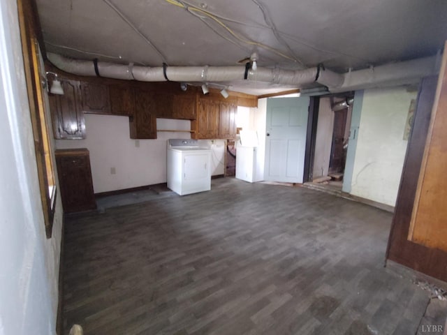 1503 Jackson St, Lynchburg, VA 24504 - basement with washing machine and dryer, dark wood-type flooring, and baseboards