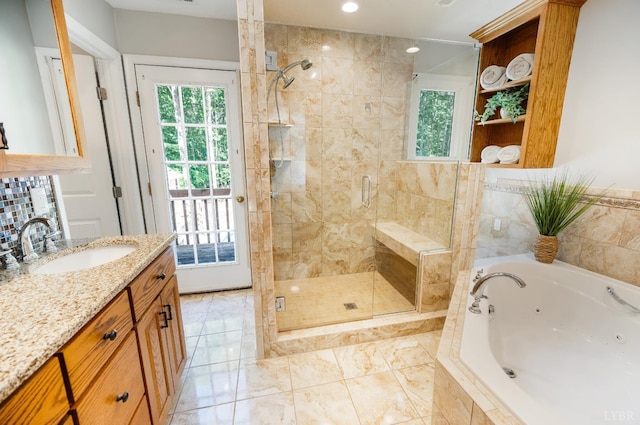 134 Woodmont Ln, Forest, VA 24551 - full bath with a shower stall, plenty of natural light, a jetted tub, and vanity