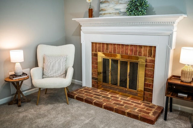 134 Woodmont Ln, Forest, VA 24551 - sitting room with a fireplace, carpet flooring, and baseboards