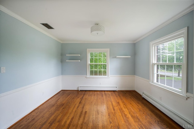 5822 Apache Ln, Lynchburg, VA 24503 - unfurnished room featuring baseboard heating, wood finished floors, and crown molding