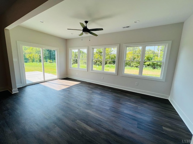82 Lockridge Ln, Lynchburg, VA 24502 - unfurnished room featuring baseboards, a ceiling fan, dark wood-style floors, and recessed lighting