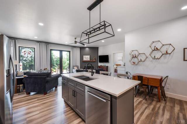 929 Poor House Farm Rd, Amherst, VA 24521 - kitchen featuring stainless steel appliances, open floor plan, light countertops, and recessed lighting
