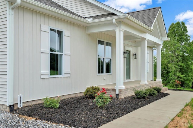 8638 Hat Creek Rd, Brookneal, VA 24528 - property entrance with a porch and roof with shingles