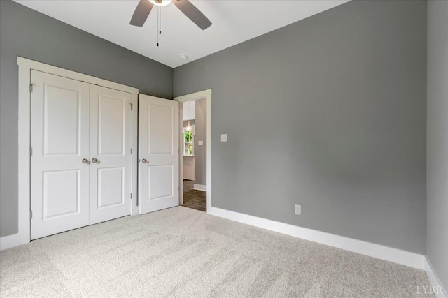 8638 Hat Creek Rd, Brookneal, VA 24528 - unfurnished bedroom with carpet floors, a closet, and ceiling fan