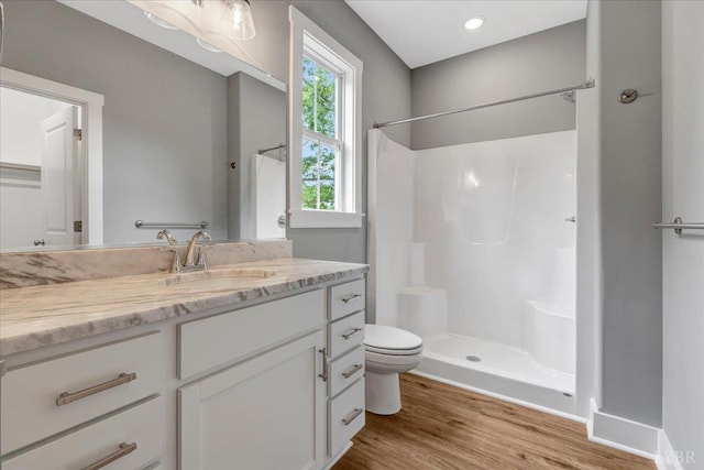 8638 Hat Creek Rd, Brookneal, VA 24528 - full bathroom with wood finished floors, vanity, and a shower