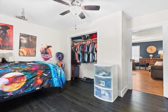 278 Tallyho, Concord, VA 24538 - bedroom featuring wood finished floors, a closet, and ceiling fan