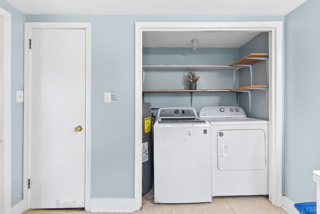 278 Tallyho, Concord, VA 24538 - laundry area featuring washer and clothes dryer, water heater, and light tile patterned floors