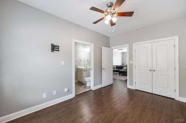 321 Meridian St, Lynchburg, VA 24502 - bedroom with wood finished floors, a closet, baseboards, and connected bathroom