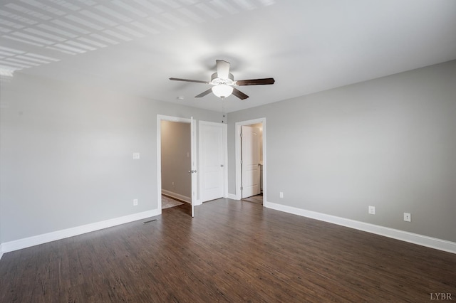 321 Meridian St, Lynchburg, VA 24502 - empty room with baseboards, a ceiling fan, and dark wood-style flooring