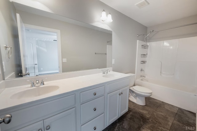 321 Meridian St, Lynchburg, VA 24502 - full bathroom featuring toilet, double vanity, and shower / bathtub combination