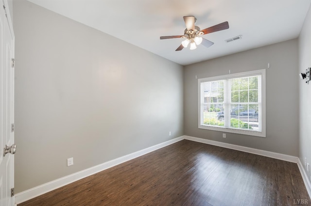 321 Meridian St, Lynchburg, VA 24502 - empty room with dark wood-type flooring, baseboards, and ceiling fan