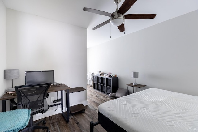 64 Allwell Rd, Lynchburg, VA 24502 - bedroom with wood finished floors, an office area, and a ceiling fan