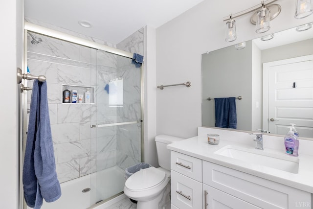 64 Allwell Rd, Lynchburg, VA 24502 - bathroom featuring vanity, toilet, and a marble finish shower