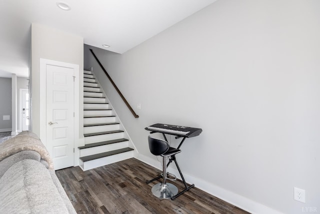 64 Allwell Rd, Lynchburg, VA 24502 - stairs with wood finished floors, baseboards, and recessed lighting