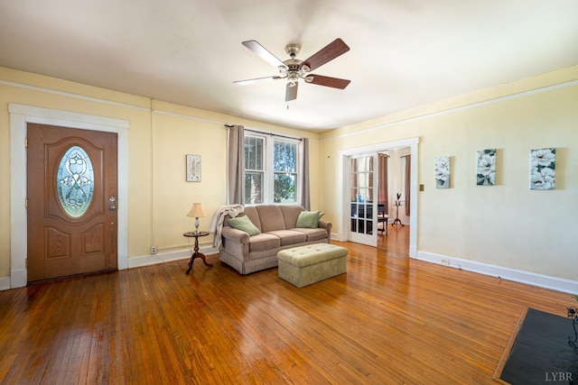 264 N Five Forks Rd, Amherst, VA 24521 - living area featuring a ceiling fan, wood-type flooring, and baseboards