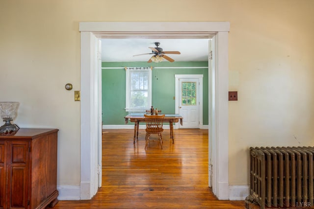 264 N Five Forks Rd, Amherst, VA 24521 - hall featuring radiator heating unit, wood finished floors, and baseboards
