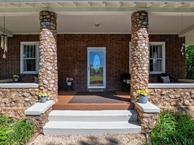 264 N Five Forks Rd, Amherst, VA 24521 - entrance to property featuring covered porch and brick siding