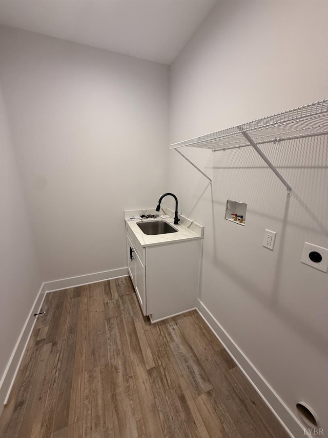451 Dearborn Rd, Evington, VA 24550 - washroom with hookup for an electric dryer, dark wood-style floors, hookup for a washing machine, and baseboards