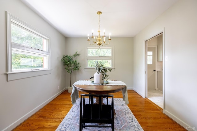 1261 Krise Cir, Lynchburg, VA 24503 - dining room with a chandelier, light wood-type flooring, and baseboards