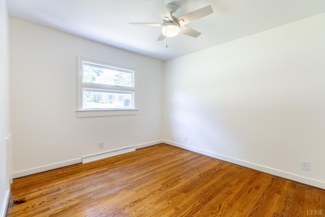 1261 Krise Cir, Lynchburg, VA 24503 - empty room with a baseboard heating unit, light wood-type flooring, baseboards, and ceiling fan