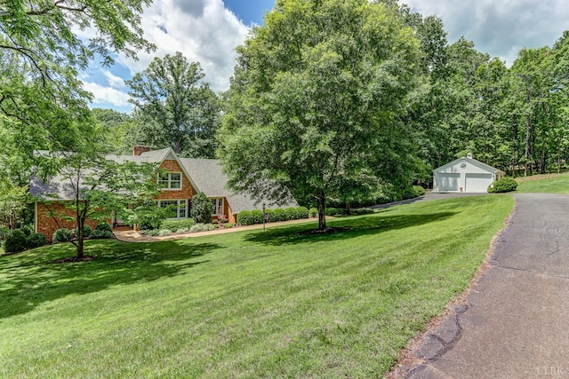 1146 Audubon Dr, Lynchburg, VA 24503 - view of grassy yard featuring a detached garage and an outbuilding