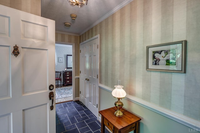 1146 Audubon Dr, Lynchburg, VA 24503 - foyer featuring wallpapered walls and ornamental molding