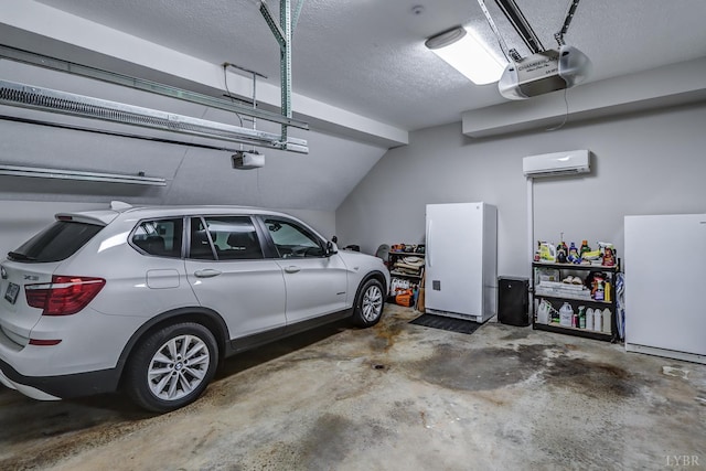 1146 Audubon Dr, Lynchburg, VA 24503 - garage with freestanding refrigerator, a wall mounted AC, and a garage door opener