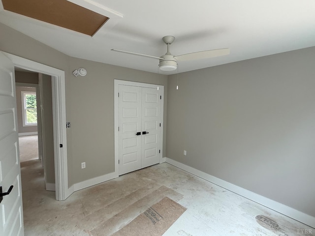 17 Kershaw Dr, Rustburg, VA 24588 - unfurnished bedroom with attic access, a closet, and ceiling fan