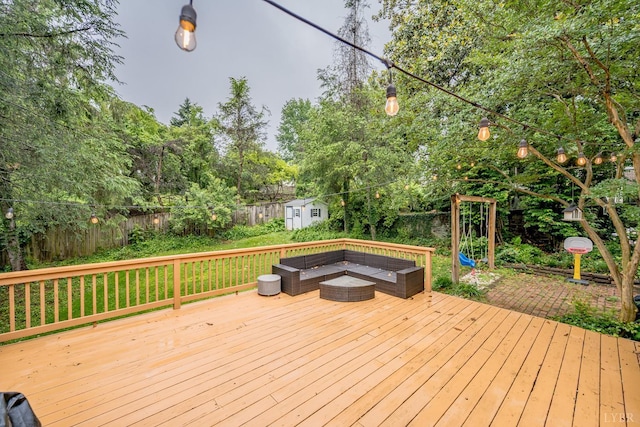 213 Kensington Ave, Lynchburg, VA 24503 - wooden terrace with an outdoor hangout area and a fenced backyard