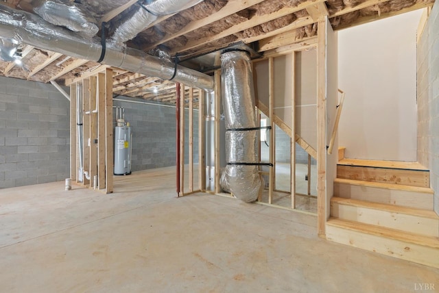 1040 Coronado Ln, Lynchburg, VA 24502 - unfinished below grade area featuring water heater and concrete block wall