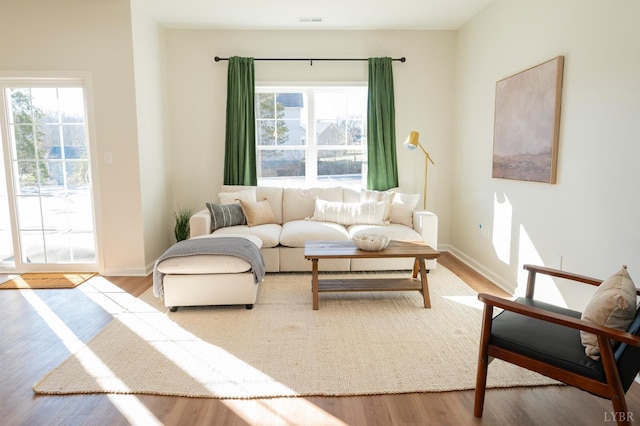 128 Brenleigh Ct Unit 105, Lynchburg, VA 24501 - living room featuring wood finished floors, healthy amount of natural light, and baseboards