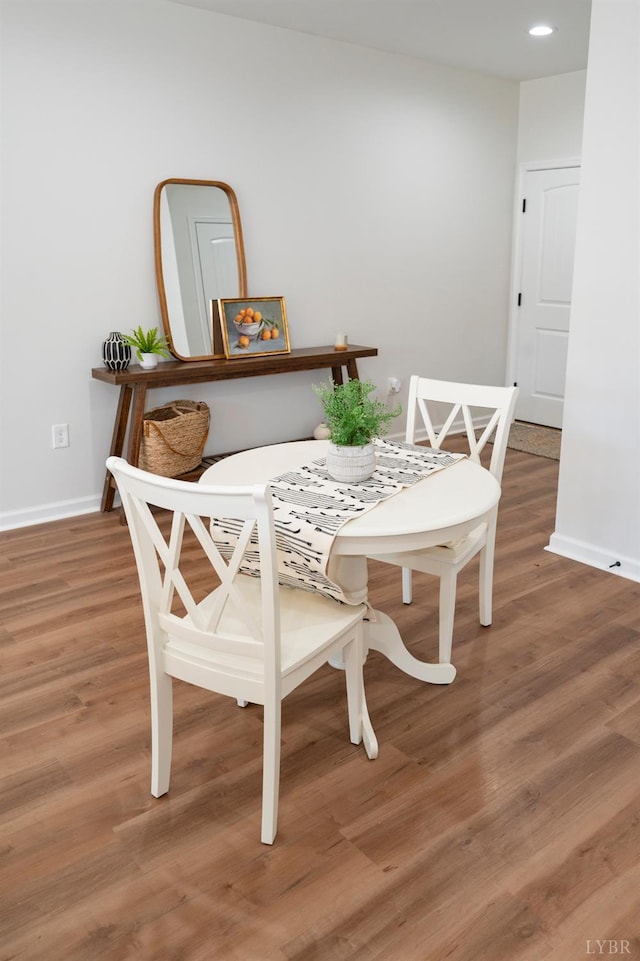 128 Brenleigh Ct Unit 105, Lynchburg, VA 24501 - dining space with baseboards, wood finished floors, and recessed lighting