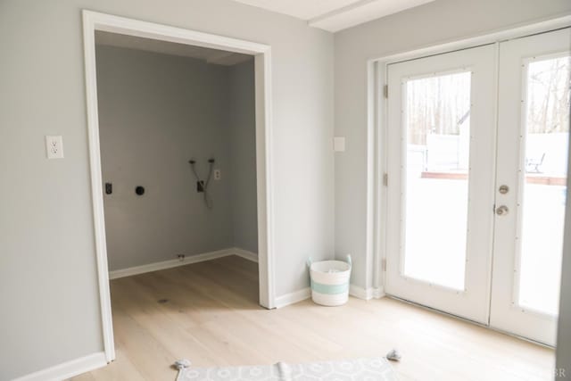 2824 Hawkins Mill Rd, Lynchburg, VA 24503 - doorway to outside with light wood-style flooring, healthy amount of natural light, french doors, and baseboards