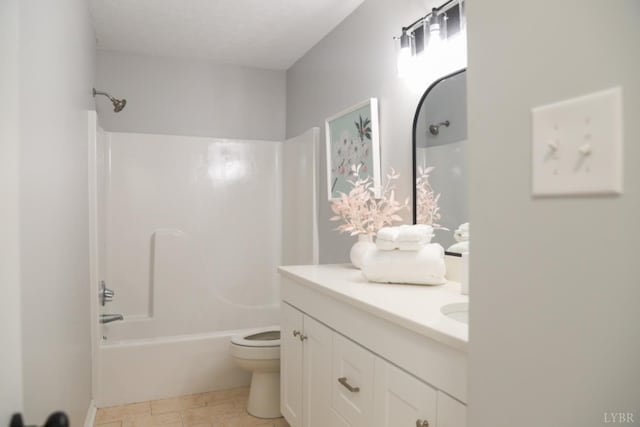 2824 Hawkins Mill Rd, Lynchburg, VA 24503 - bathroom with bathing tub / shower combination, vanity, toilet, and tile patterned floors