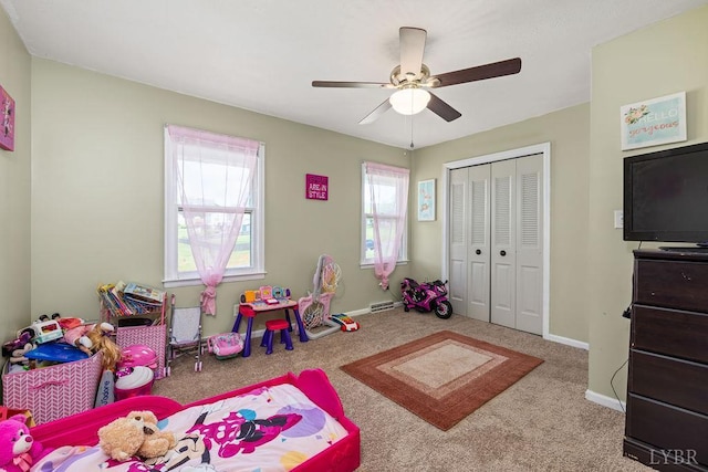 115 Mattiponi Dr, Madison Heights, VA 24572 - rec room featuring carpet flooring, a ceiling fan, and baseboards