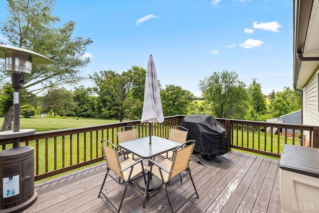 115 Mattiponi Dr, Madison Heights, VA 24572 - wooden terrace featuring outdoor dining area and a lawn