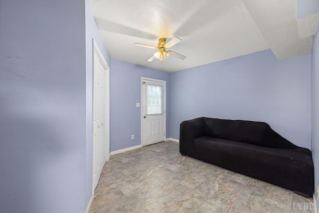 115 Mattiponi Dr, Madison Heights, VA 24572 - living area featuring a ceiling fan and baseboards