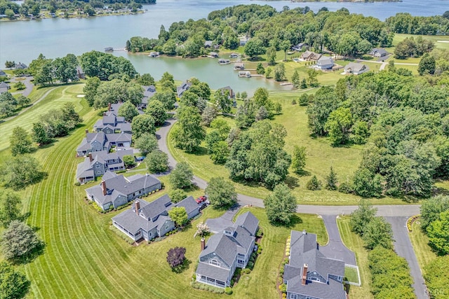 145 Golfers Crossing Dr, Penhook, VA 24137 - aerial view of residential area with a large body of water and a tree filled landscape