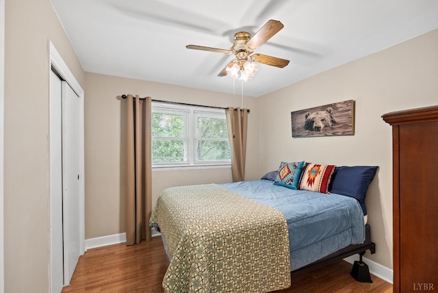 147 Maple Dr, Madison Heights, VA 24572 - bedroom with wood finished floors, baseboards, and a closet