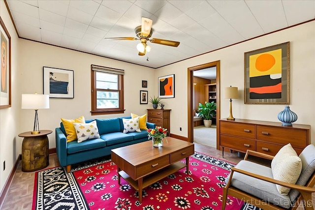 1104 Amherst Ave, Altavista, VA 24517 - living room with baseboards and ceiling fan