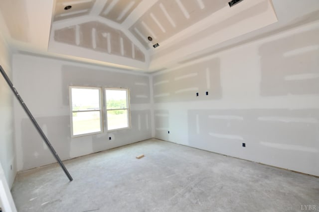 24 Stony Ridge Blvd, Forest, VA 24551 - empty room with unfinished concrete floors and lofted ceiling