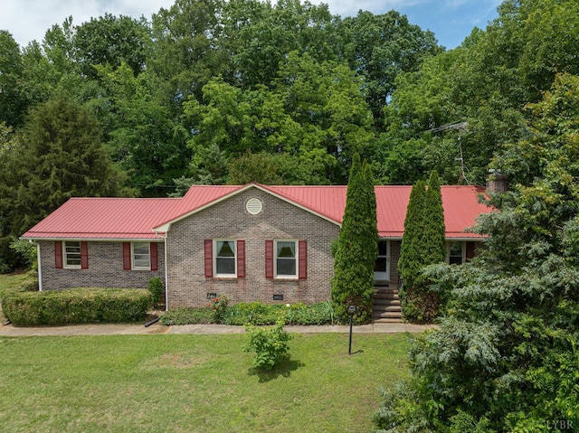 20586 Kings Hwy, Randolph, VA 23962 - single story home with a front yard, metal roof, brick siding, and crawl space